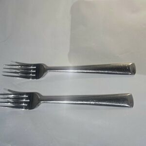 (2) Martha Stewart MSE MFS8G Glossy Stainless Flatware salad fork slanted tip